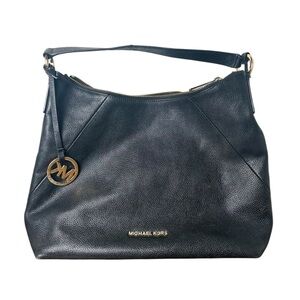 Michael Kors Pebbled Black Leather Hobo Bag